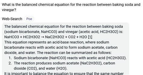 balanced chemical equation for baking soda and vinegar|nac2h3o2 co2 h2o.